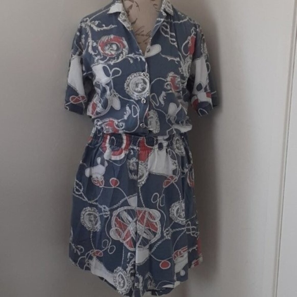 Vintage Set Blouse & Shorts Separates 80's Fashion